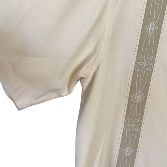 Tommy Bahama 100% Silk Embroidered Camp Shirt Short Sleeve Men’s M Cream - Picture 8 of 9